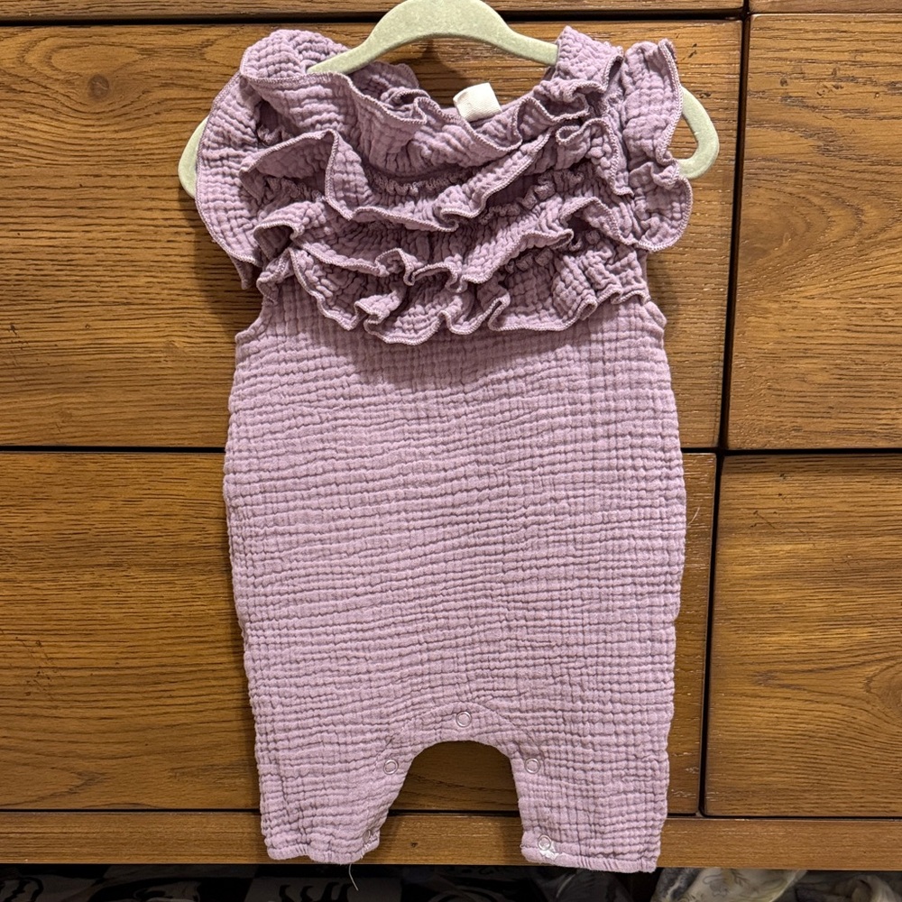 Ruffled Darker Lavender Baby Jumpsuit